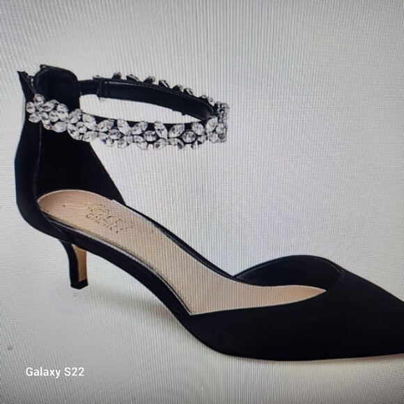 Jewel Badgley Mischka " Robles" Black Satin Kitten Heels. NIB. Size 6 - Picture 1 of 14